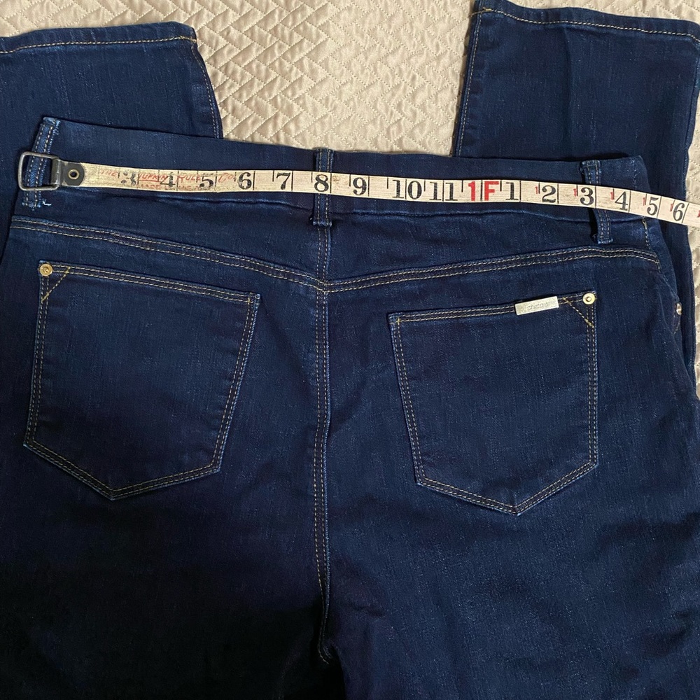 Chico’s Girlfriend Slim Leg Jeans - Dark Blue Stretch Waist 8S/ Chicos 1S - Picture 3 of 5